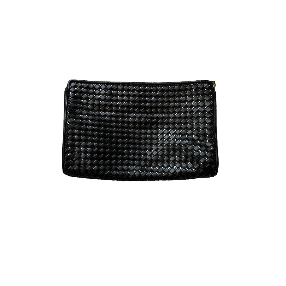 Vintage Ganson San Francisco Black Basket Weave Clutch Bag
